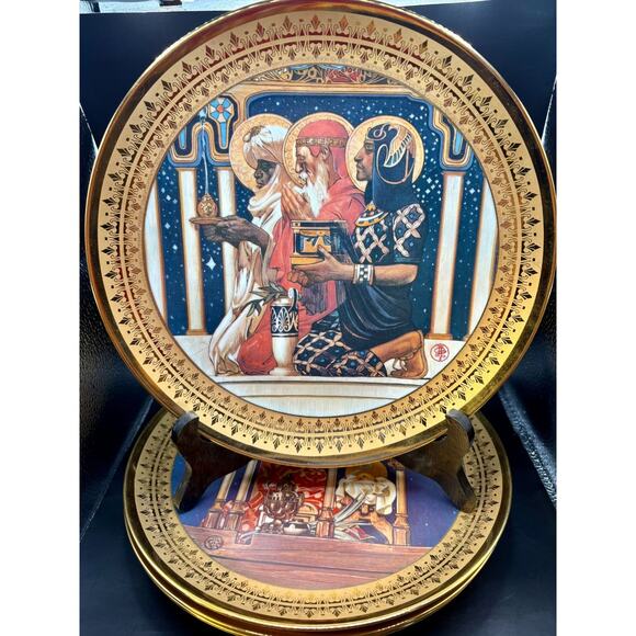 Vintage The Classic Christmas Collection Set of 4 J.C. Leyendecker Plates #4099 - Picture 5 of 7